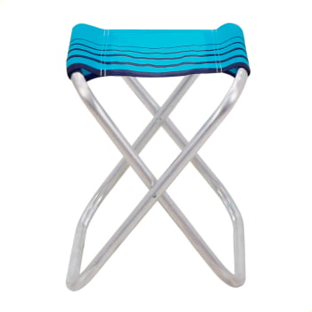 Banqueta de Praia Tramontina Fiji em Alumínio com Assento Azul Cristal e Azul Escuro 92900302