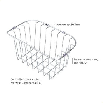 Cesto Aramado p/ Cubas de Sobrepor e Undermount Morgana Compact 48FX Tramontina em Aço Inox 94528034