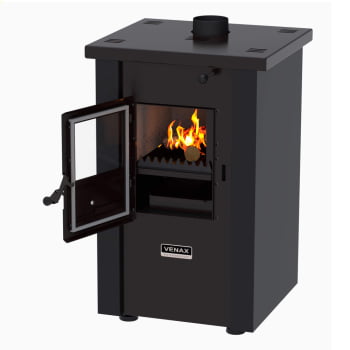 Calefator A Lenha Venax Vulcano Dupla Combustão Preto Fosco 24505