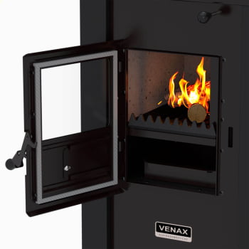 Calefator A Lenha Venax Vulcano Dupla Combustão Preto Fosco 24505