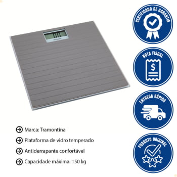 Balança Digital Corporal para Banheiro Tramontina Adatto Antiderrapante até 150 kg 61101210