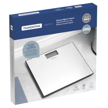 Balança Digital Corporal para Banheiro Tramontina Adatto em Aço Inox Capacidade até 180 kg 61101220