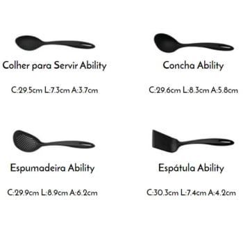 Jogo de Utensílios Tramontina Ability Em Nylon Preto Resistente 4 Peças 25199001