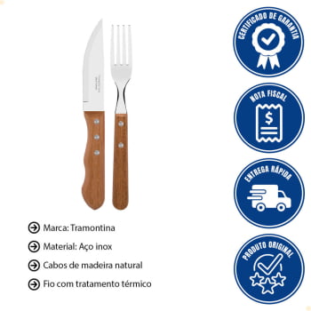 Jogo Para Churrasco Tramontina Dynamic Com Lamina em Aço Inox e e Cabo de Madeira 12 Peças 22399063