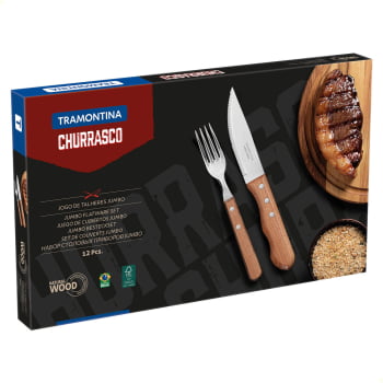 Jogo Para Churrasco Tramontina Dynamic Com Lamina em Aço Inox e e Cabo de Madeira 12 Peças 22399063