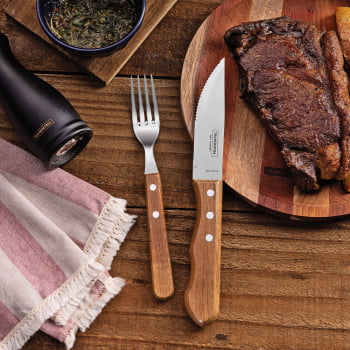 Jogo Para Churrasco Tramontina Dynamic Com Lamina em Aço Inox e e Cabo de Madeira 12 Peças 22399063