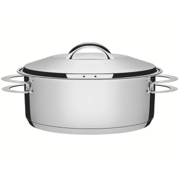 Caçarola Rasa Tramontina Solar em Aço Inox Fundo Triplo com Tampa e Alças 24 cm 4,7 L 62503241