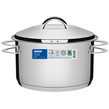 Caçarola Funda Tramontina Solar em Aço Inox Fundo Triplo com Tampa e Alças 20 cm 3,6 L 62504201