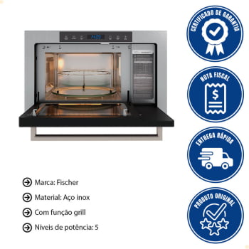 Micro-Ondas De Embutir Fischer Infinity 25 Litros Touch Com Grill