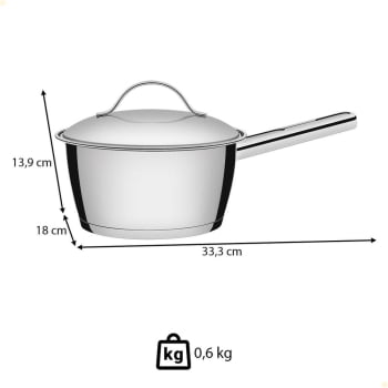 Panela Tramontina Allegra em Aço Inox com Fundo Triplo 16 cm 1,5 L 62651161