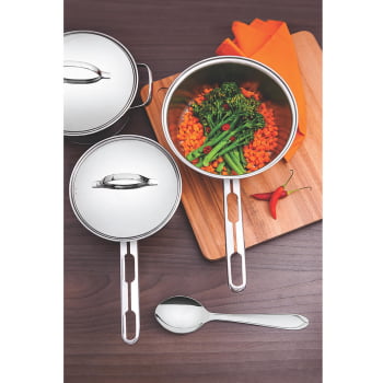 Panela Tramontina Allegra em Aço Inox com Fundo Triplo 16 cm 1,5 L 62651161