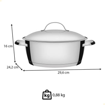 Caçarola Rasa Tramontina Allegra em Aço Inox com Fundo Triplo 22 cm 3,3 L 62653221
