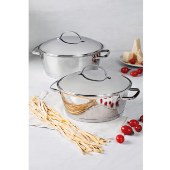 Caçarola Rasa Tramontina Allegra em Aço Inox com Fundo Triplo 22 cm 3,3 L 62653221