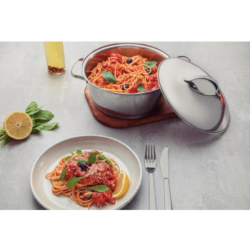Caçarola Rasa Tramontina Allegra em Aço Inox com Fundo Triplo 22 cm 3,3 L 62653221