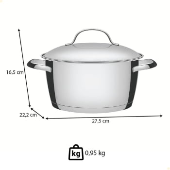 Caçarola Funda Tramontina Allegra em Aço Inox com Fundo Triplo 20 cm 3,1 L 62654201