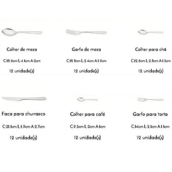 Faqueiro Tramontina Havaí Aço Inox Facas para Churrasco e Acab. Brilho c/ Detalhes 72 Peças 66905150