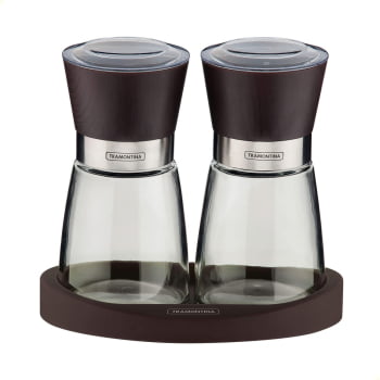 Jogo Moedor de Sal e Pimenta Tramontina em Cerâmica Recipiente de Vidro e Base em Silicone 26499042 Jogo Moedor de Sal e Pimenta Tramontina em Cerâmica Recipiente de Vidro e Base em Silicone 26499042