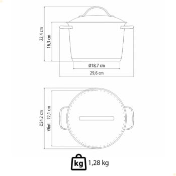 Caldeirão Tramontina Allegra em Aço Inox com Fundo Triplo 22 cm 5,5 L - 62655220
