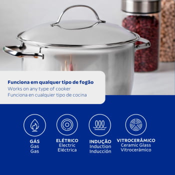 Caldeirão Tramontina Allegra em Aço Inox com Fundo Triplo 22 cm 5,5 L - 62655220