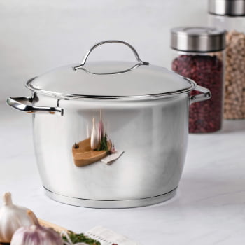 Caldeirão Tramontina Allegra em Aço Inox com Fundo Triplo 22 cm 5,5 L - 62655220