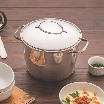 Caldeirão Tramontina Allegra em Aço Inox com Fundo Triplo 22 cm 5,5 L - 62655220