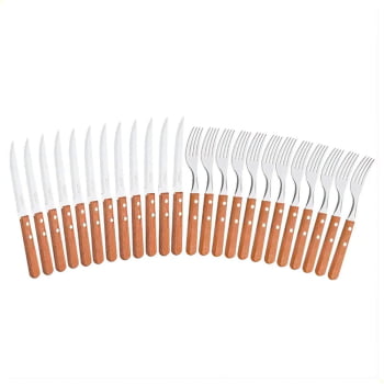 Kit Jogo de Talheres Churrasco Tramontina Aço Inox Cabos de Madeira Natural 24 Peças 22399030