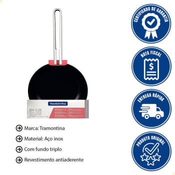 Frigideira Tramontina Ventura em Aço Inox com Revestimento Interno Antiaderente 24 cm 2,1 L 62376247