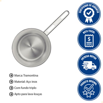 Frigideira Tramontina Allegra em Aço Inox com Fundo Triplo 20 cm 1,30 L 62666200