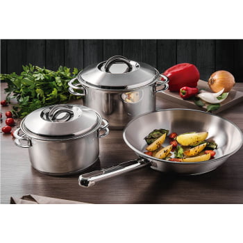 Frigideira Tramontina Allegra em Aço Inox com Fundo Triplo 20 cm 1,30 L 62666200