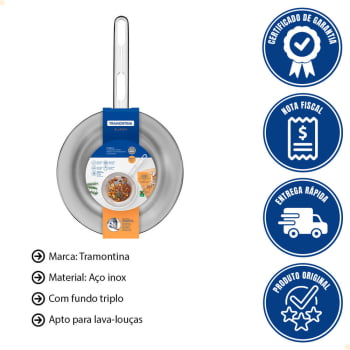 Frigideira Tramontina Allegra em Aço Inox com Fundo Triplo 24 cm 2,1 L 62666240
