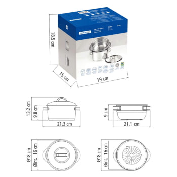 Cuscuzeira Tramontina Solar em Aço Inox Fundo Triplo com Alças 2 peças 16 cm 65500300