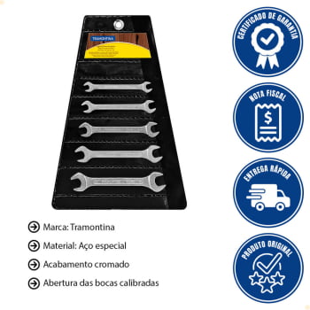 Jogo de Chaves Fixas Tramontina Basic Corpo Aço Especial Cromado 5 Peças 8mm a 17mm 41120205