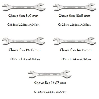 Jogo de Chaves Fixas Tramontina Basic Corpo Aço Especial Cromado 5 Peças 8mm a 17mm 41120205