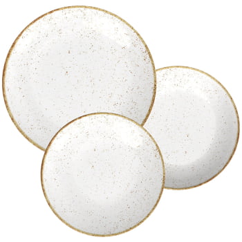 Jogo de Pratos Tramontina Rústico Marrom em Porcelana Branca Decorada 18 Peças 96989004 Jogo de Pratos Tramontina Rústico Marrom em Porcelana Branca Decorada 18 Peças 96989004