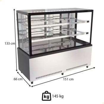 Balcão Vitrine Fria Venâncio Prime 601L Inox Ar Forçado Vidro Duplo Low-E 150cm 220V PBV15