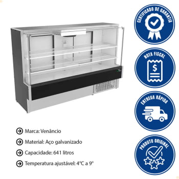 Balcão Vitrine Refrigerada Venâncio Eco-Lite 641L Ar Forçado Vidro Low-E 220V VBVEC17