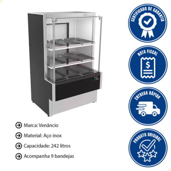 Balcão Vitrine Aquecida Venâncio Eco-Lite Standard VBVEC7 242L 220V