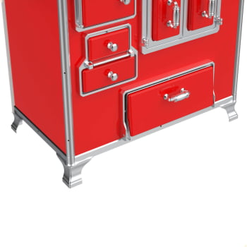 Fogão a Lenha Tradicional Venâncio N°2 Vitrocerâmico Vermelho Sem Tampa Gabinete Direito 35949