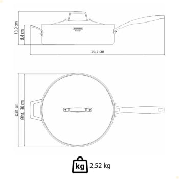 Frigideira Tramontina Grano em Aço Inox e Corpo Triplo com Tampa e Cabo 30 cm 5,6 L 62140300