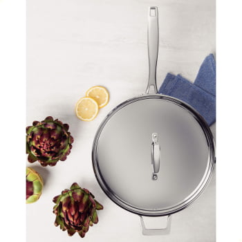 Frigideira Tramontina Grano em Aço Inox e Corpo Triplo com Tampa e Cabo 30 cm 5,6 L 62140300