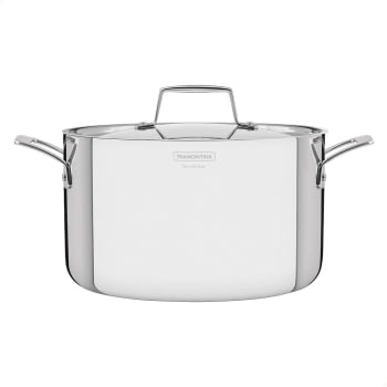 Caçarola Tramontina Grano Funda em Aço Inox Corpo Triplo com Tampa e Alças 24 cm 5,8 L 62144240
