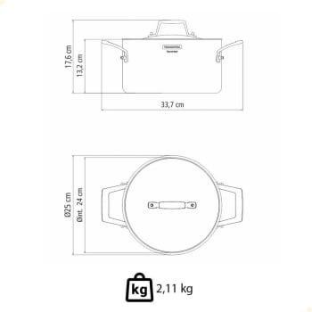 Caçarola Tramontina Grano Funda em Aço Inox Corpo Triplo com Tampa e Alças 24 cm 5,8 L 62144240