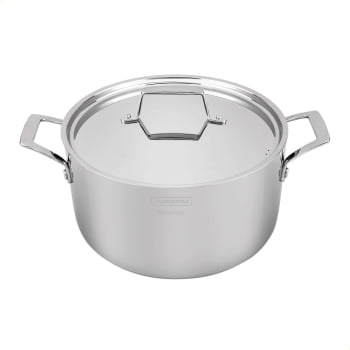 Caçarola Tramontina Grano Funda em Aço Inox Corpo Triplo com Tampa e Alças 24 cm 5,8 L 62144240