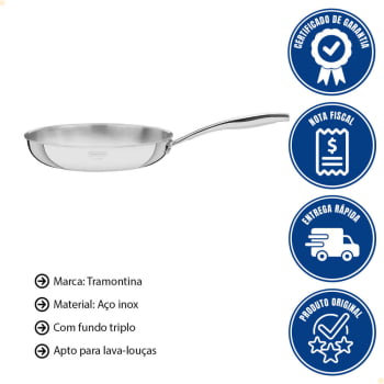 Frigideira Tramontina Grano em Aço Inox com Corpo Triplo e Cabo 30 cm 3,4 L 62155300
