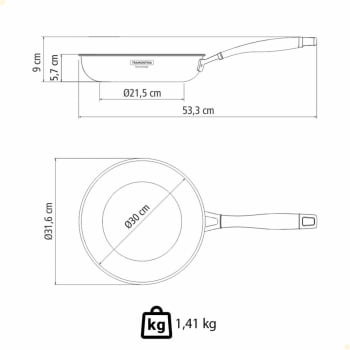 Frigideira Tramontina Grano em Aço Inox com Corpo Triplo e Cabo 30 cm 3,4 L 62155300