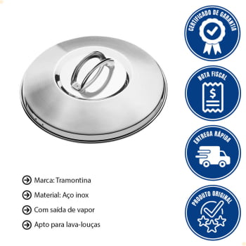 Tampa Avulsa Tramontina para Panela do Modelo Solar em Aço Inox 20 cm 62509200