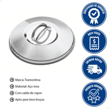 Tampa Avulsa Tramontina para Panela do Modelo Solar em Aço Inox 24 cm 62509240