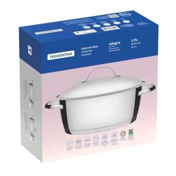 Caçarola Rasa Tramontina Allegra em Aço Inox com Fundo Triplo 24 cm 4,2 L 62653240