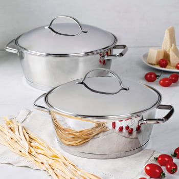 Caçarola Rasa Tramontina Allegra em Aço Inox com Fundo Triplo 24 cm 4,2 L 62653240