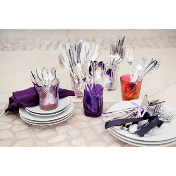 Faqueiro Tramontina Italy Aço Inox c/ Facas de Mesa Forjadas 6mm Acab. Alto Brilho 24 Peças 66932007